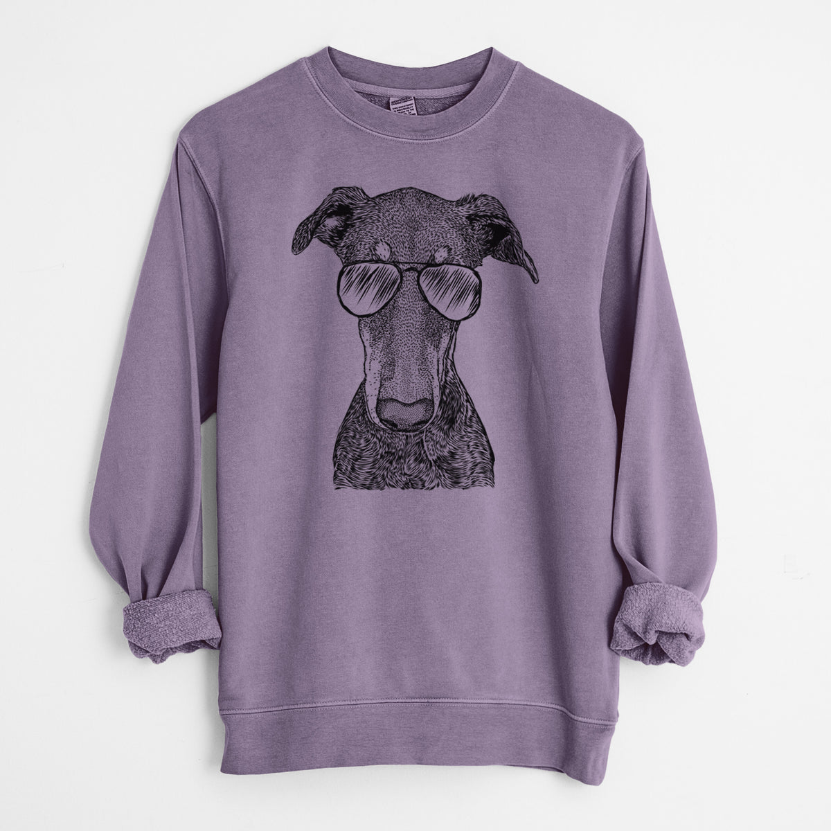 Aviator Princess Fiona the Doberman Pinscher - Unisex Pigment Dyed Crew Sweatshirt