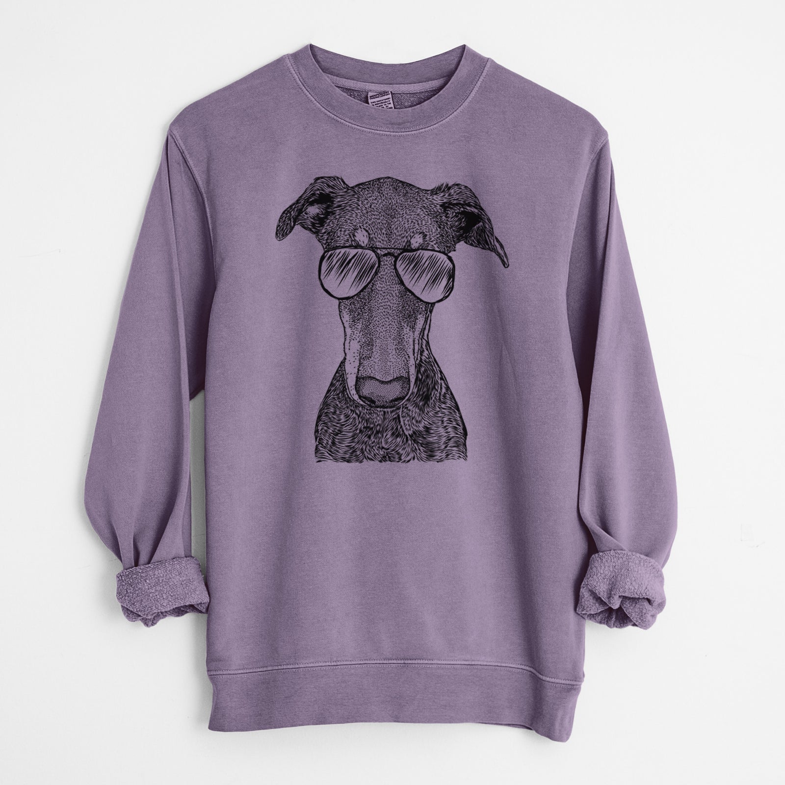 Aviator Princess Fiona the Doberman Pinscher - Unisex Pigment Dyed Crew Sweatshirt