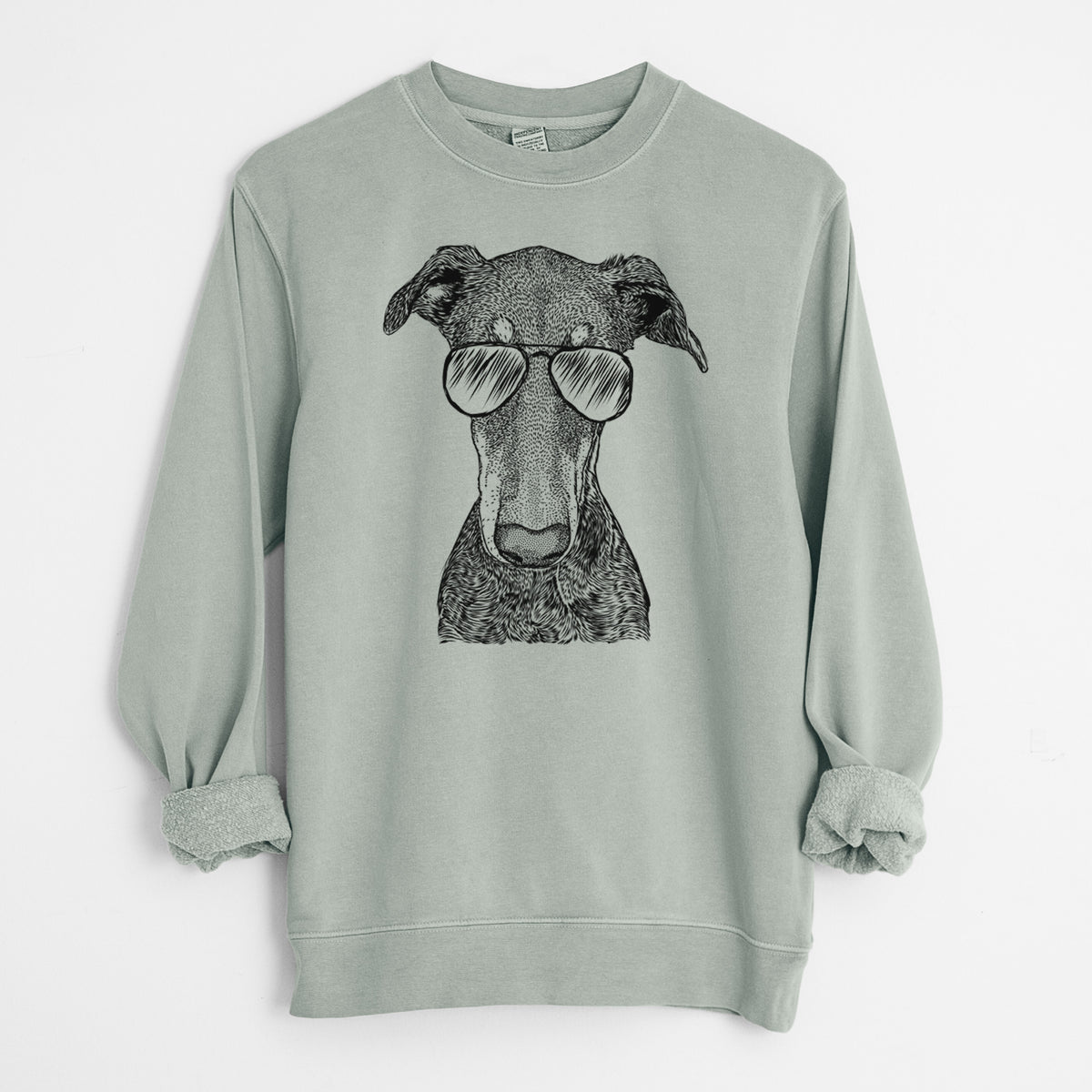 Aviator Princess Fiona the Doberman Pinscher - Unisex Pigment Dyed Crew Sweatshirt