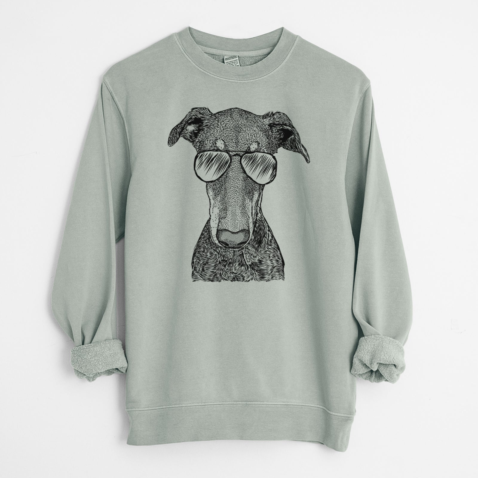 Aviator Princess Fiona the Doberman Pinscher - Unisex Pigment Dyed Crew Sweatshirt