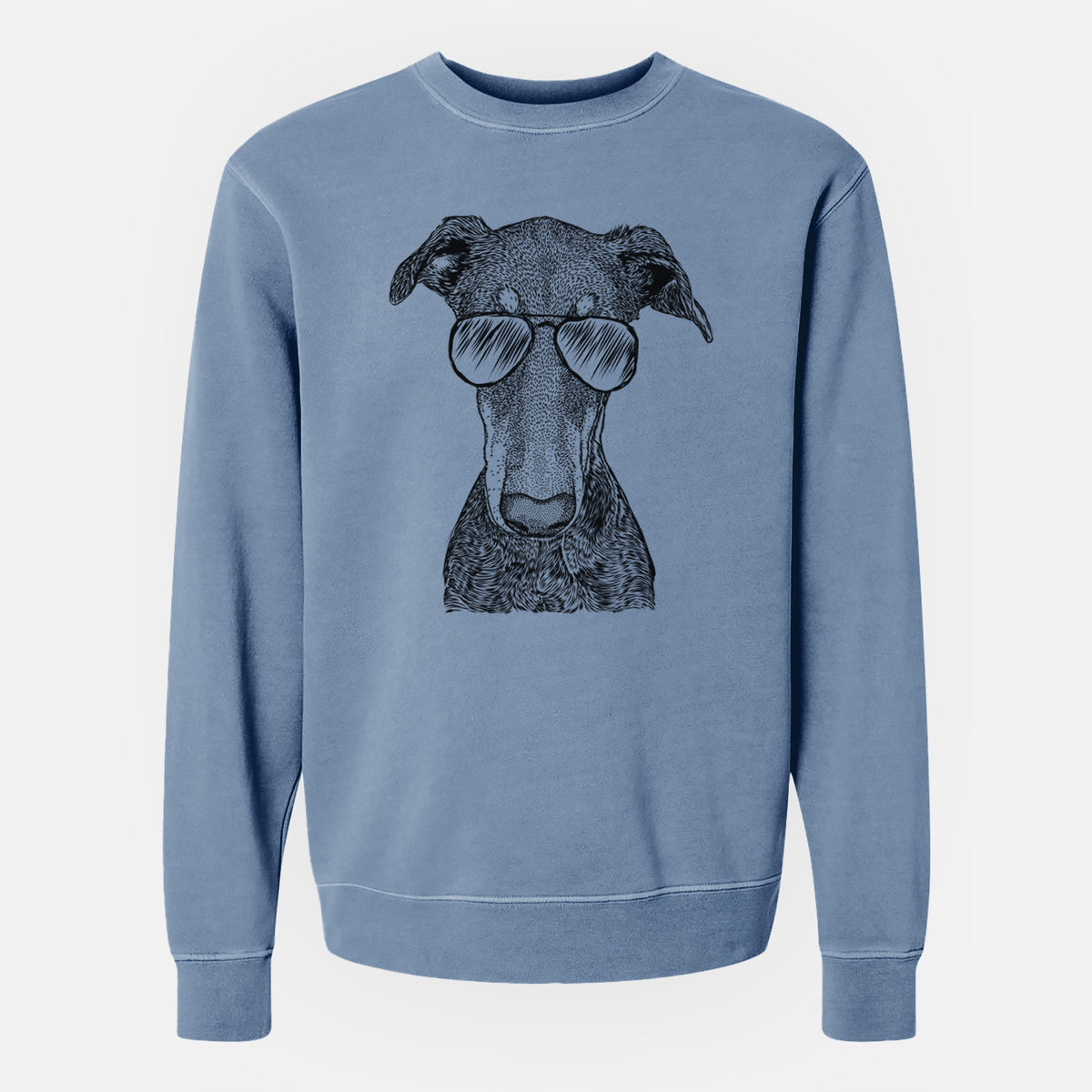 Aviator Princess Fiona the Doberman Pinscher - Unisex Pigment Dyed Crew Sweatshirt