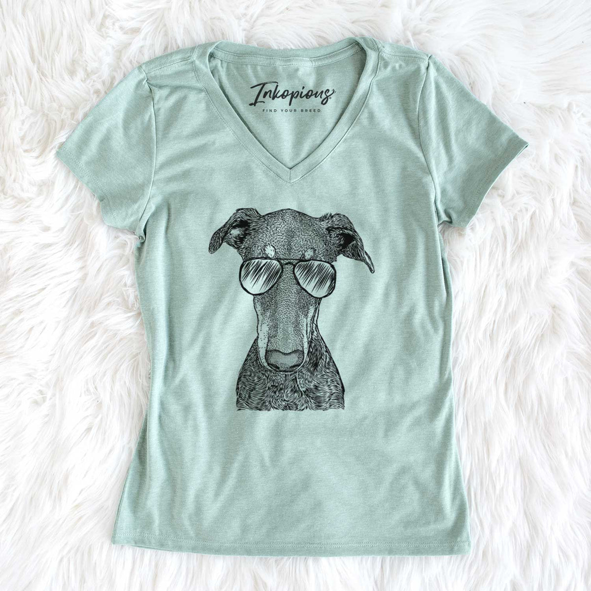 Aviator Princess Fiona the Doberman Pinscher - Women's V-neck Shirt