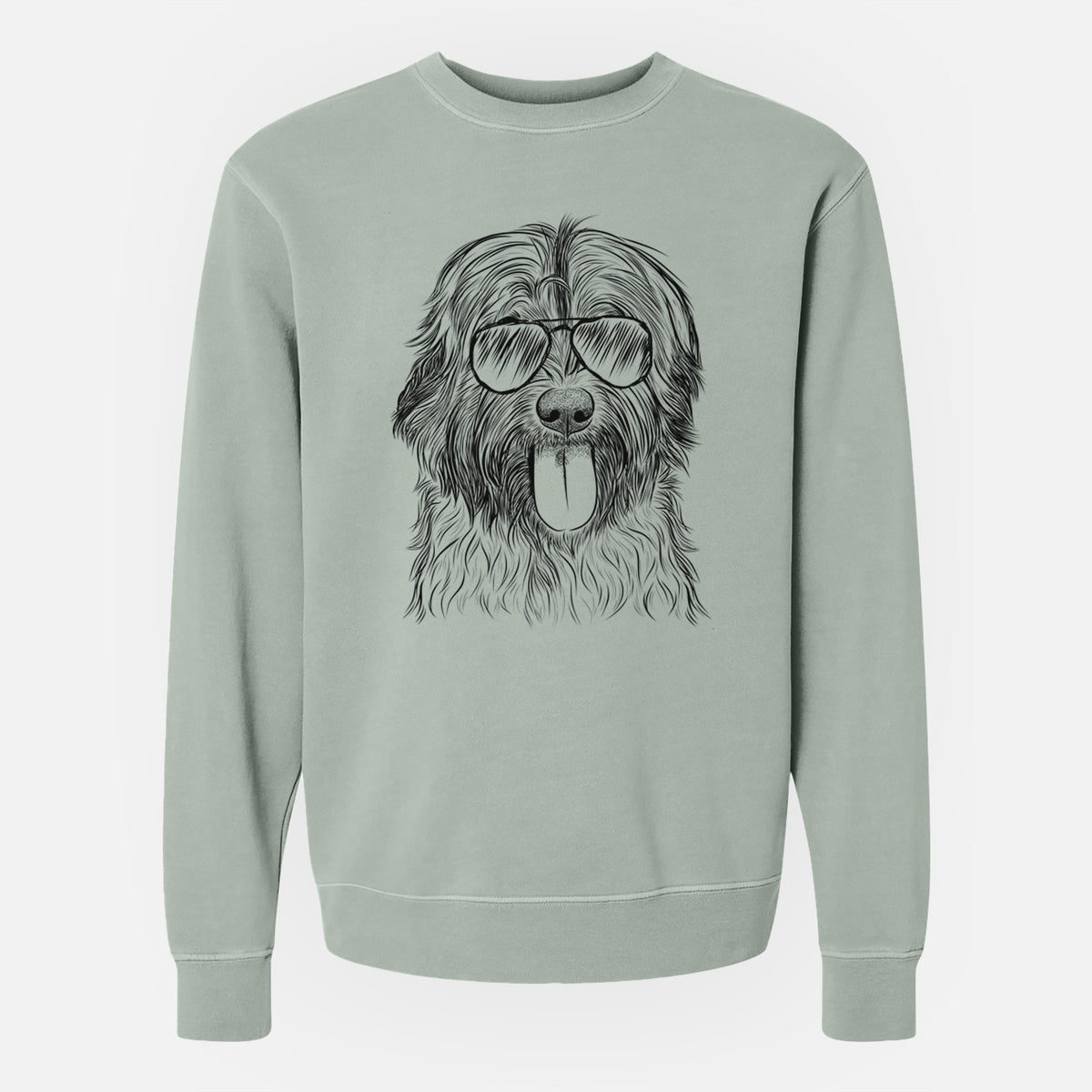 Aviator Puig the Catalan Sheepdog - Unisex Pigment Dyed Crew Sweatshirt