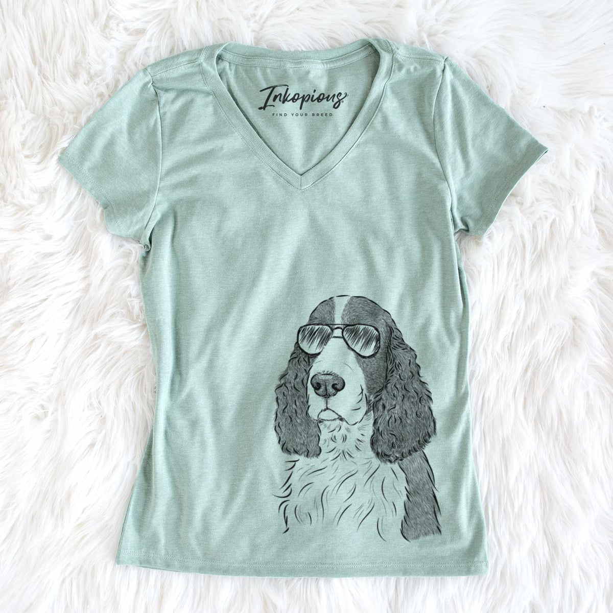Aviator Quincy the English Springer Spaniel - Women's V-neck Shirt