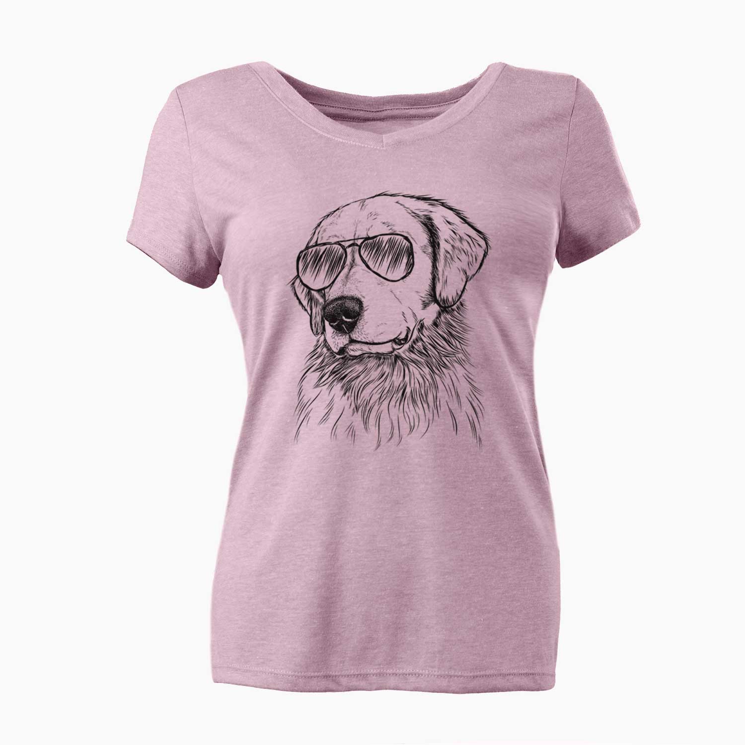 Aviator Quinn the Golden Retriever - Women's V-neck Shirt