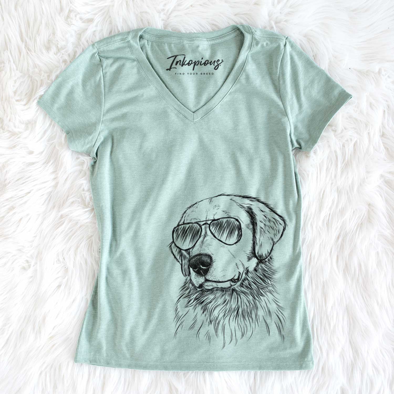 Aviator Quinn the Golden Retriever - Women's V-neck Shirt