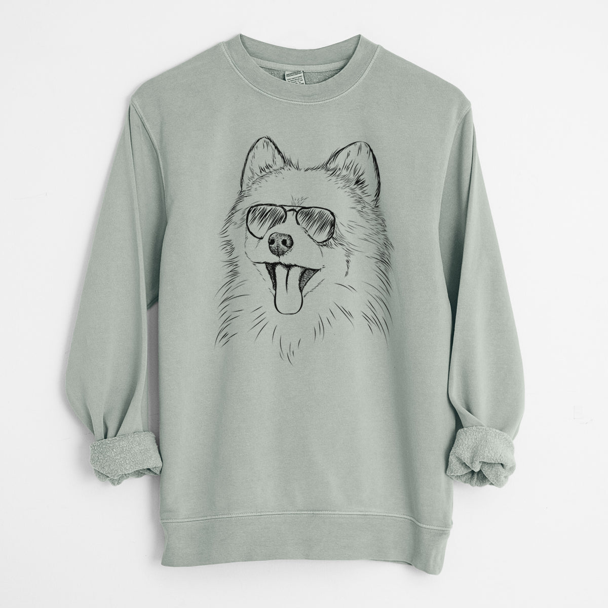 Aviator Quinn the Pomeranian - Unisex Pigment Dyed Crew Sweatshirt