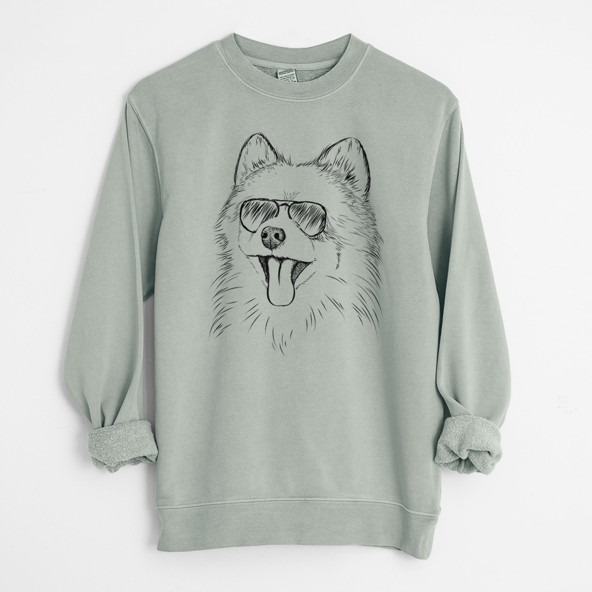 Aviator Quinn the Pomeranian - Unisex Pigment Dyed Crew Sweatshirt