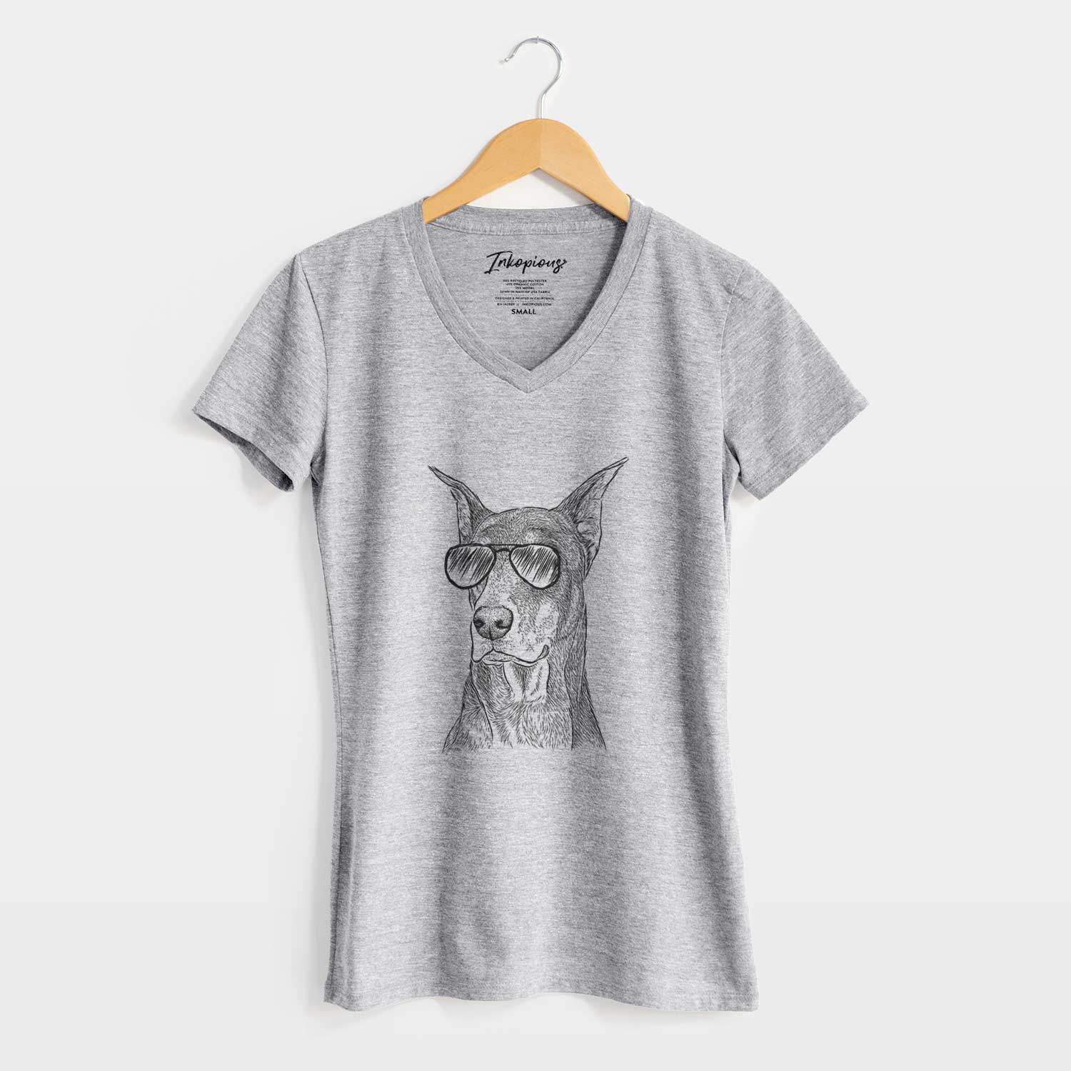 Aviator RJ the Doberman Pinscher - Women's V-neck Shirt