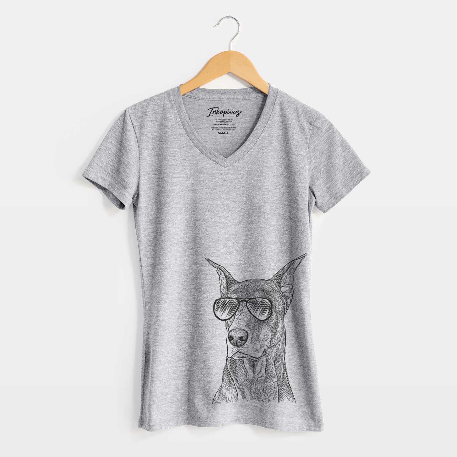 Aviator RJ the Doberman Pinscher - Women's V-neck Shirt