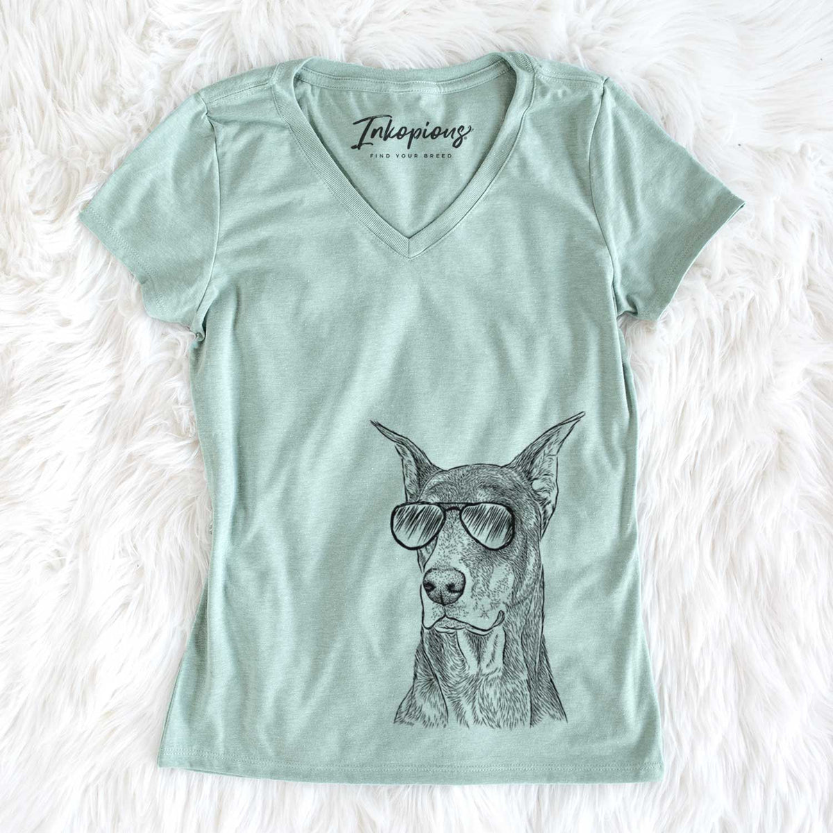 Aviator RJ the Doberman Pinscher - Women's V-neck Shirt