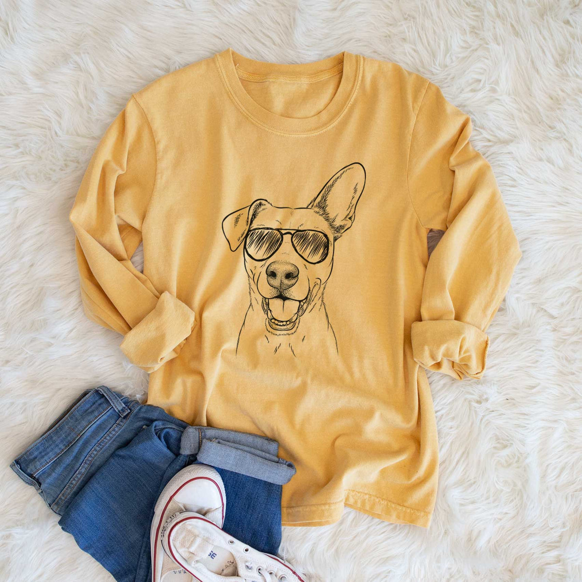 Aviators Radar the Pitbull Mix - Heavyweight 100% Cotton Long Sleeve