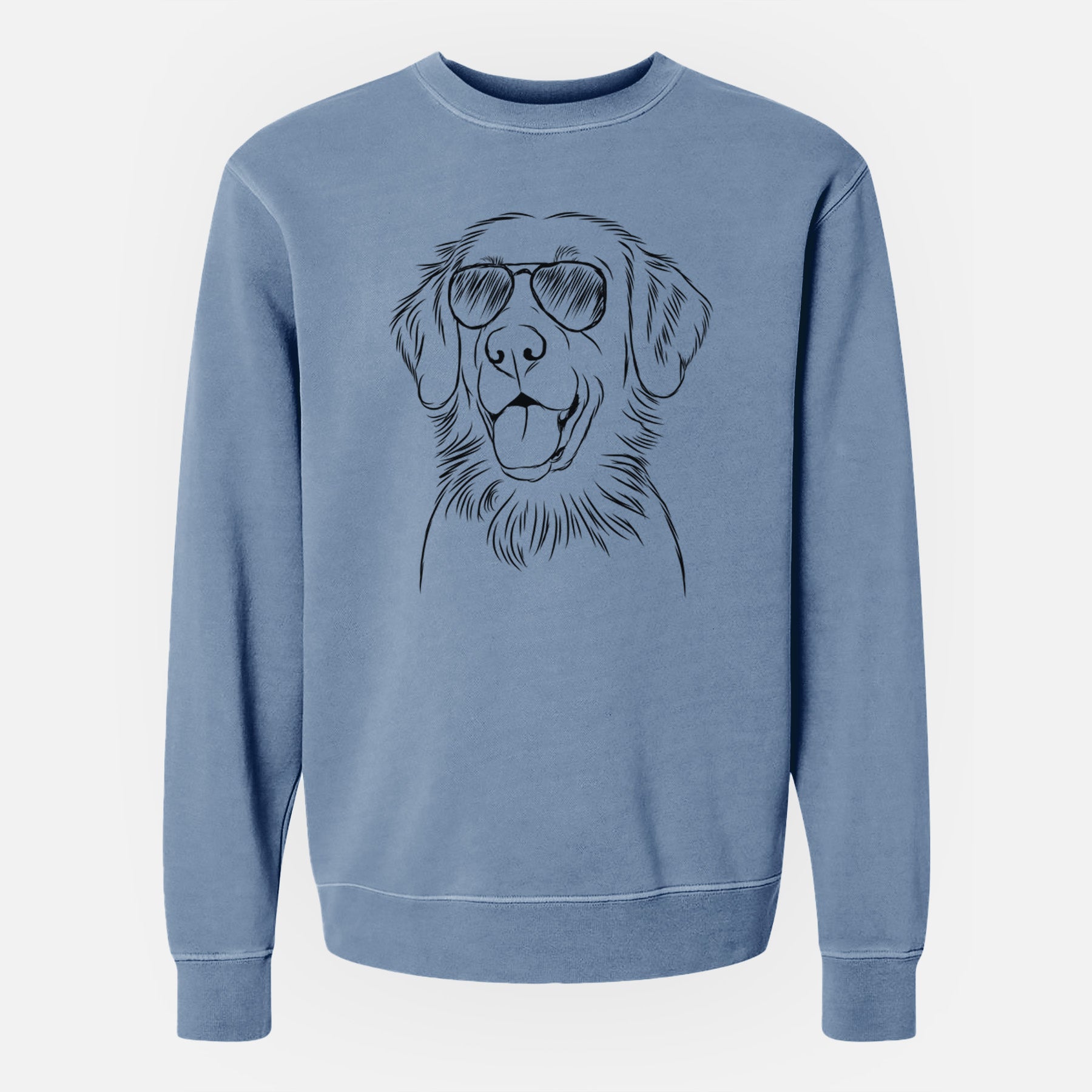 Aviator Raisin the Flat Coated Retriever - Unisex Pigment Dyed Crew Sweatshirt