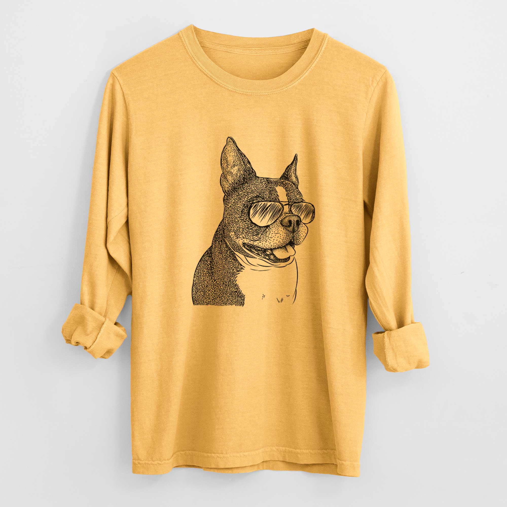 Aviators Ralphie the Boston Terrier - Heavyweight 100% Cotton Long Sleeve