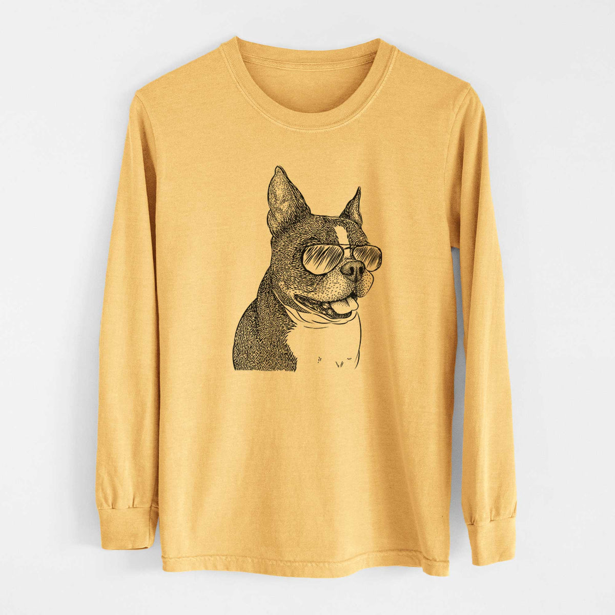 Aviators Ralphie the Boston Terrier - Heavyweight 100% Cotton Long Sleeve