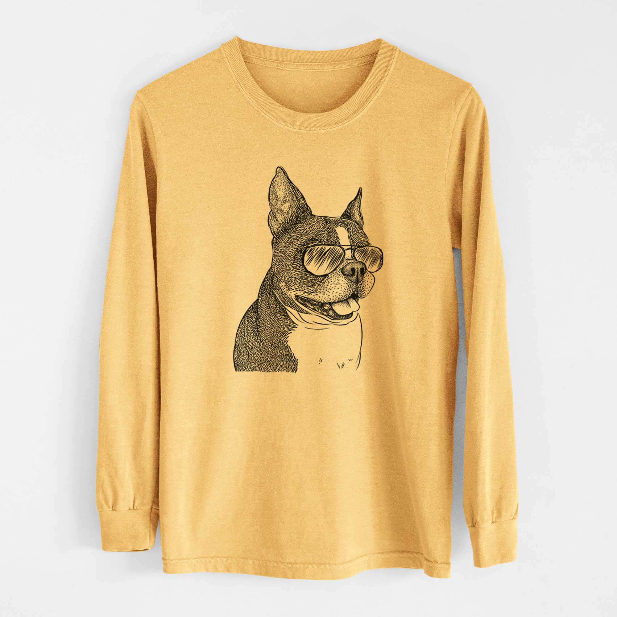 Aviators Ralphie the Boston Terrier - Heavyweight 100% Cotton Long Sleeve