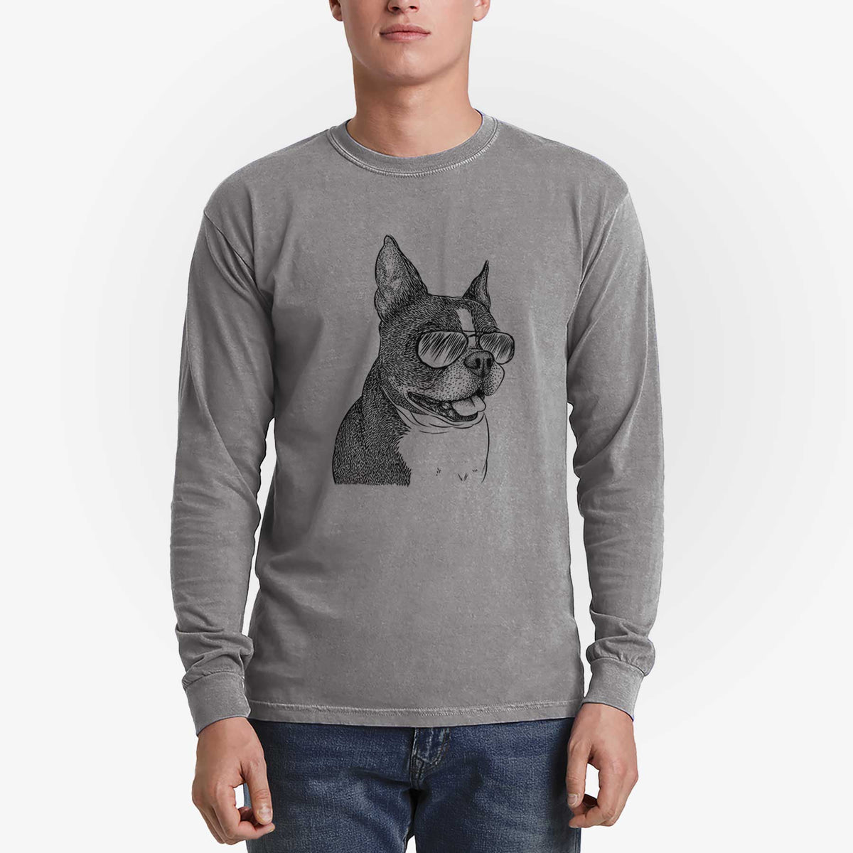 Aviators Ralphie the Boston Terrier - Heavyweight 100% Cotton Long Sleeve