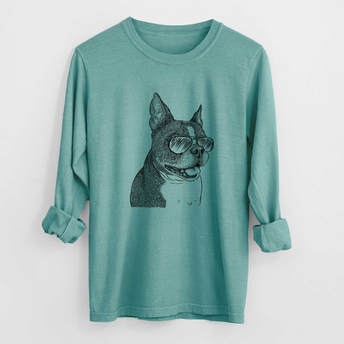 Aviators Ralphie the Boston Terrier - Heavyweight 100% Cotton Long Sleeve