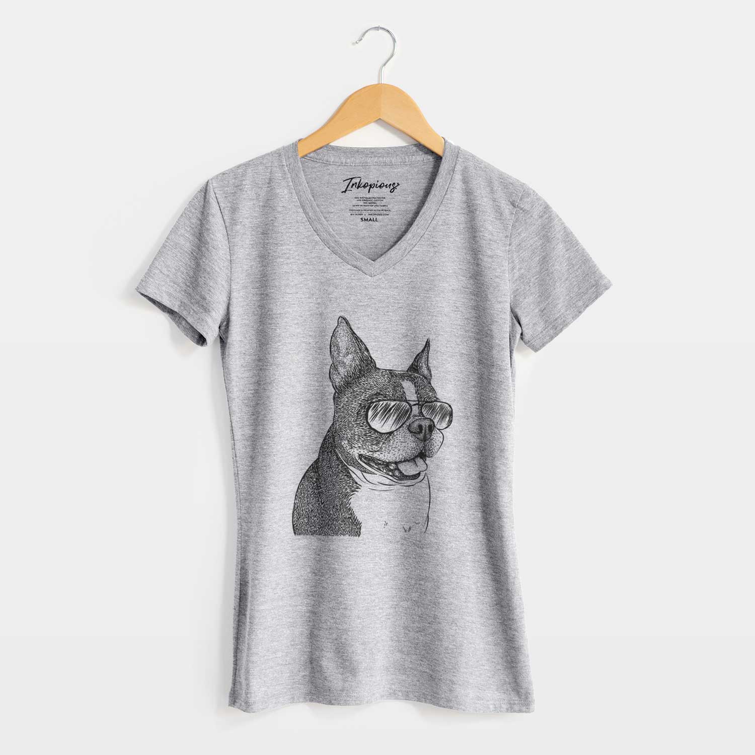 Aviator Ralphie the Boston Terrier - Women's V-neck Shirt