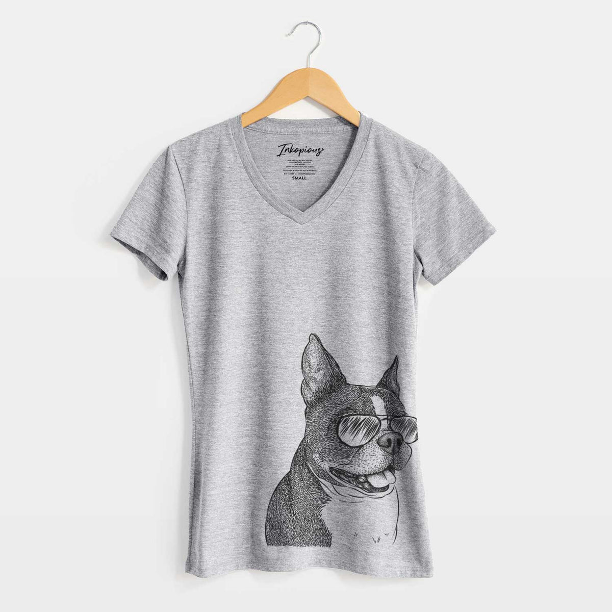 Aviator Ralphie the Boston Terrier - Women&#39;s V-neck Shirt