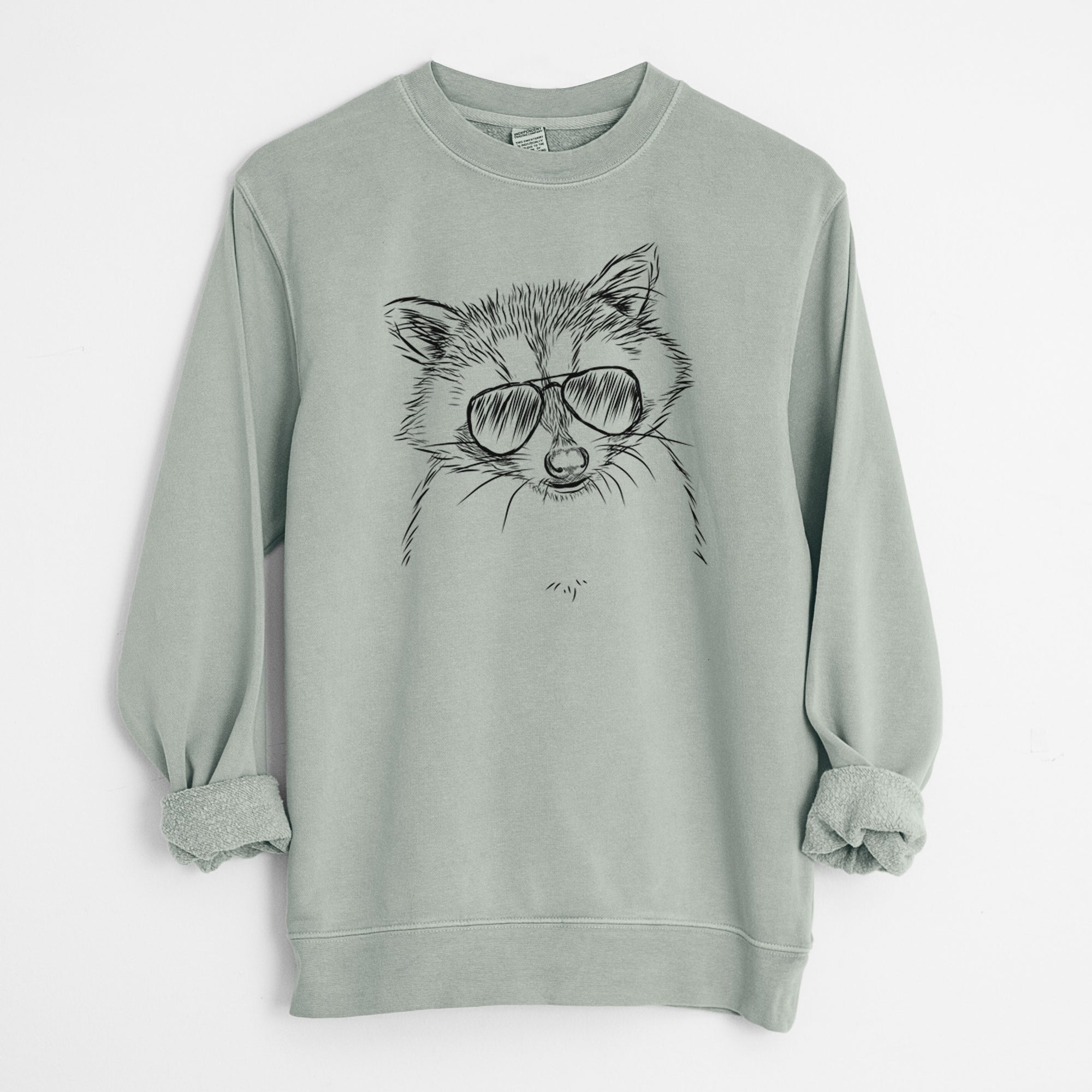 Aviator Randy the Raccoon - Unisex Pigment Dyed Crew Sweatshirt