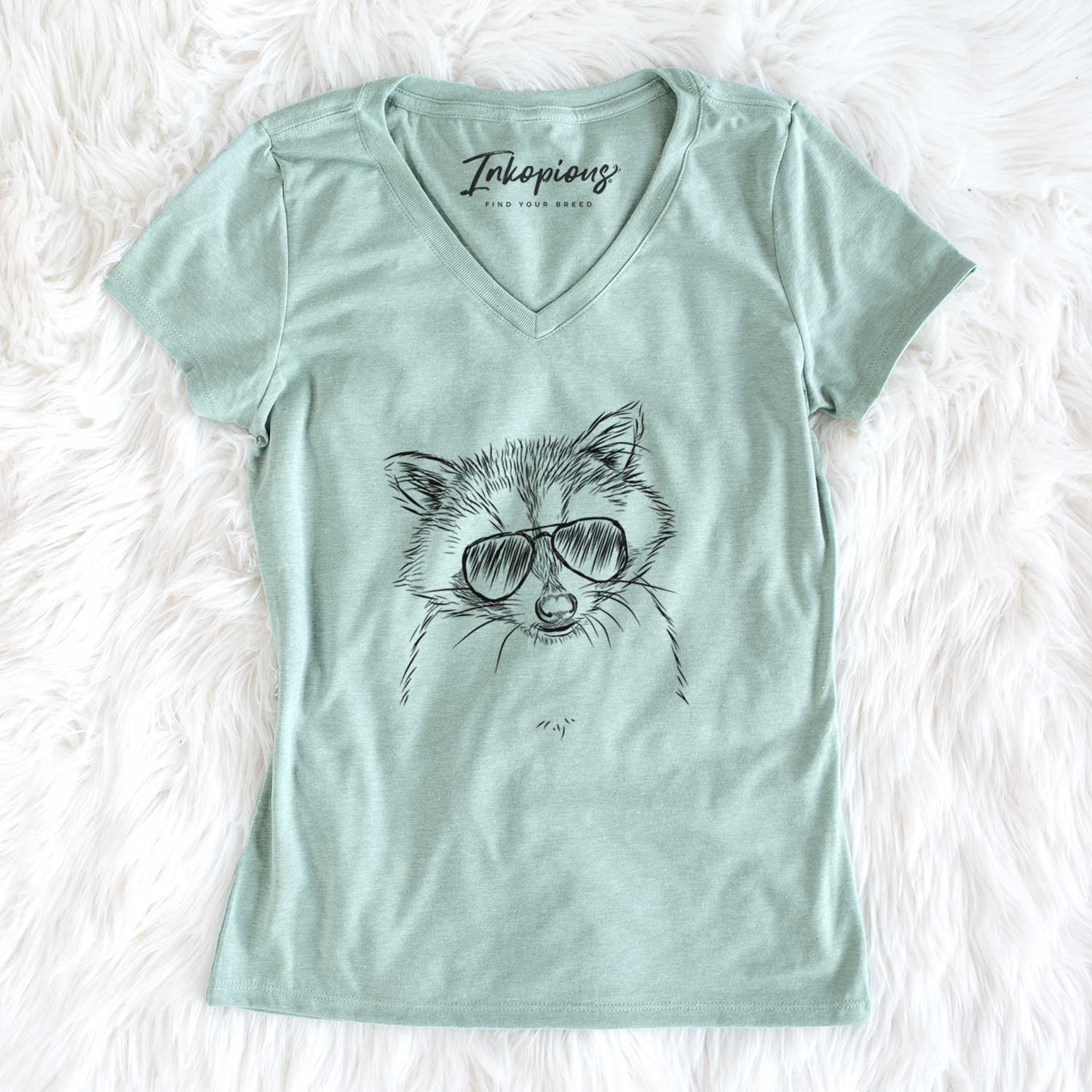 Aviator Randy the Raccoon - Women's V-neck Shirt