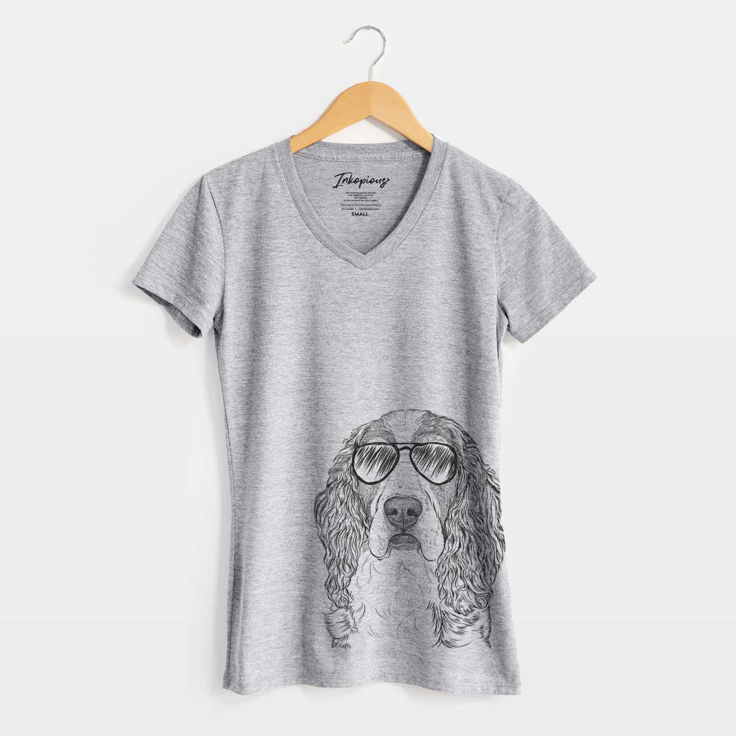 Aviator Red the English Springer Spaniel - Women's V-neck Shirt