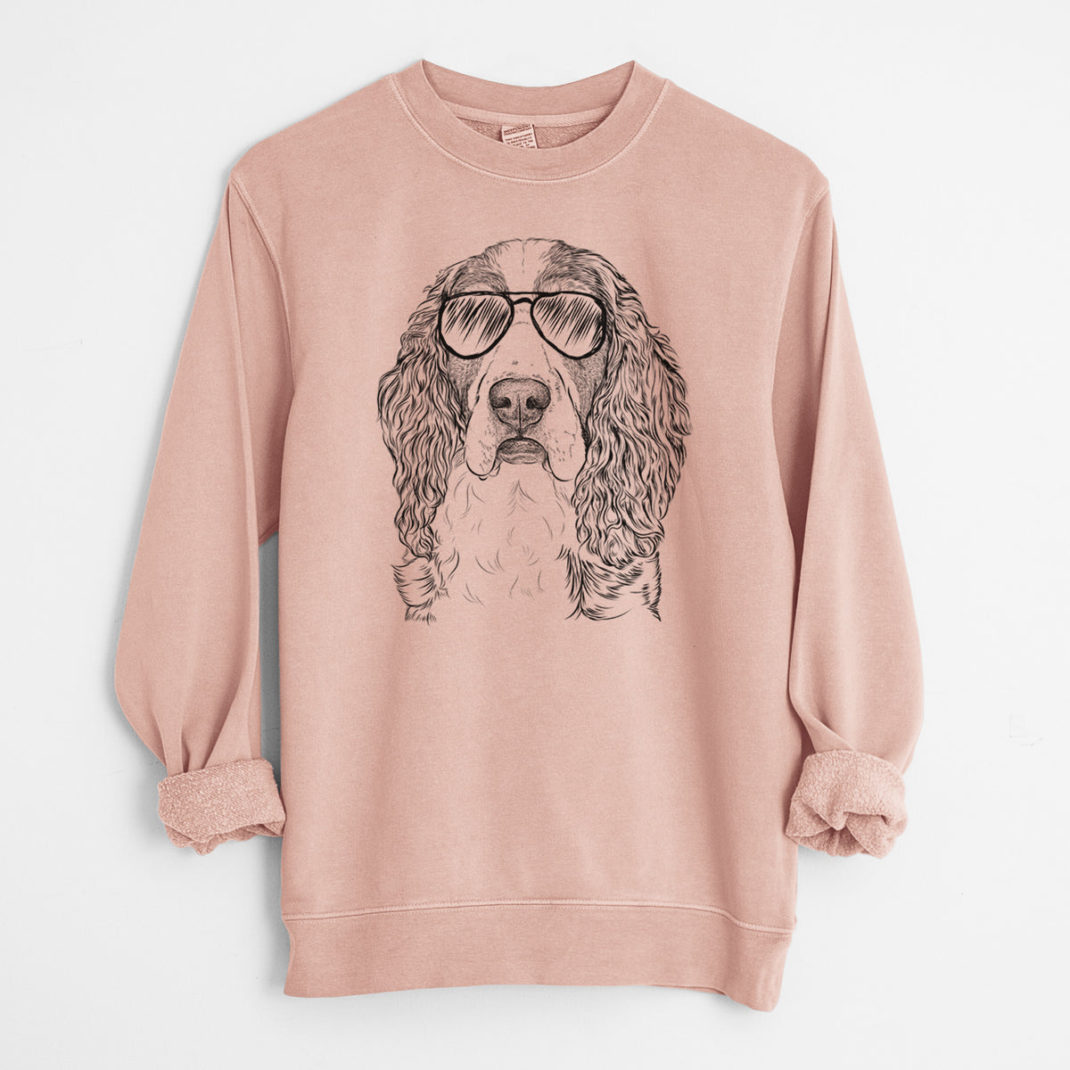Aviator Red the English Springer Spaniel - Unisex Pigment Dyed Crew Sweatshirt
