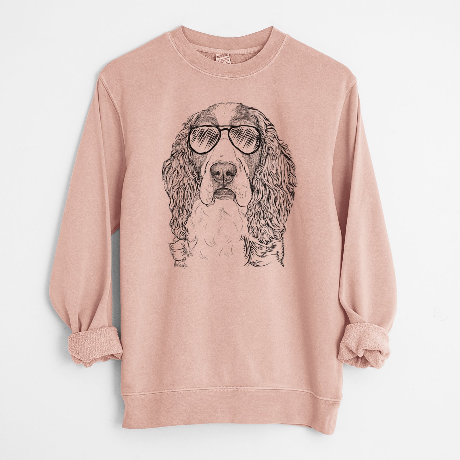 Aviator Red the English Springer Spaniel - Unisex Pigment Dyed Crew Sweatshirt