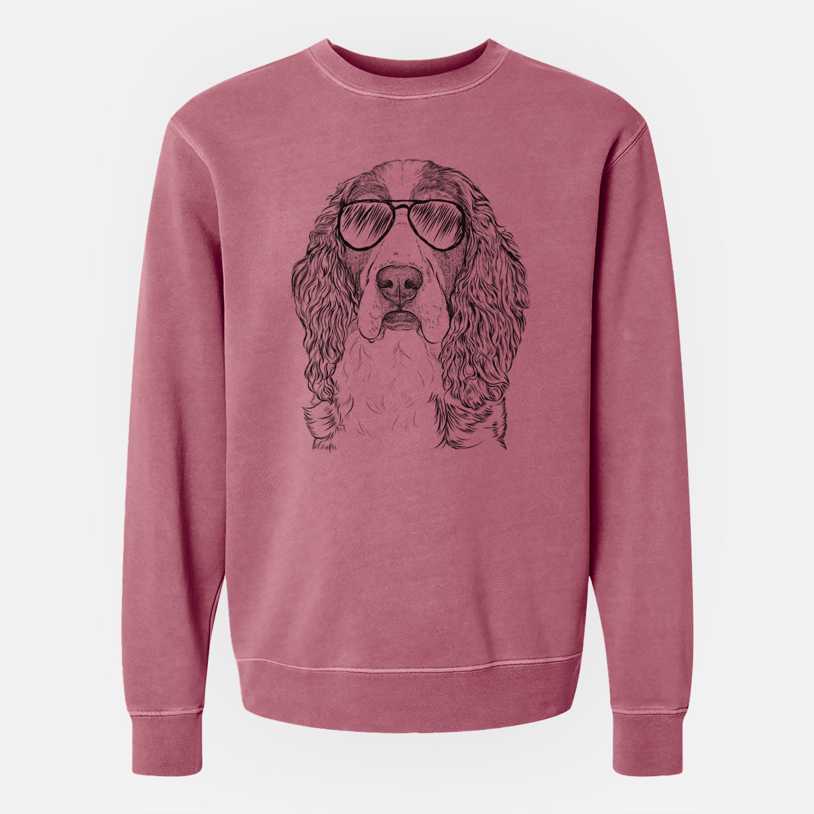 Aviator Red the English Springer Spaniel - Unisex Pigment Dyed Crew Sweatshirt