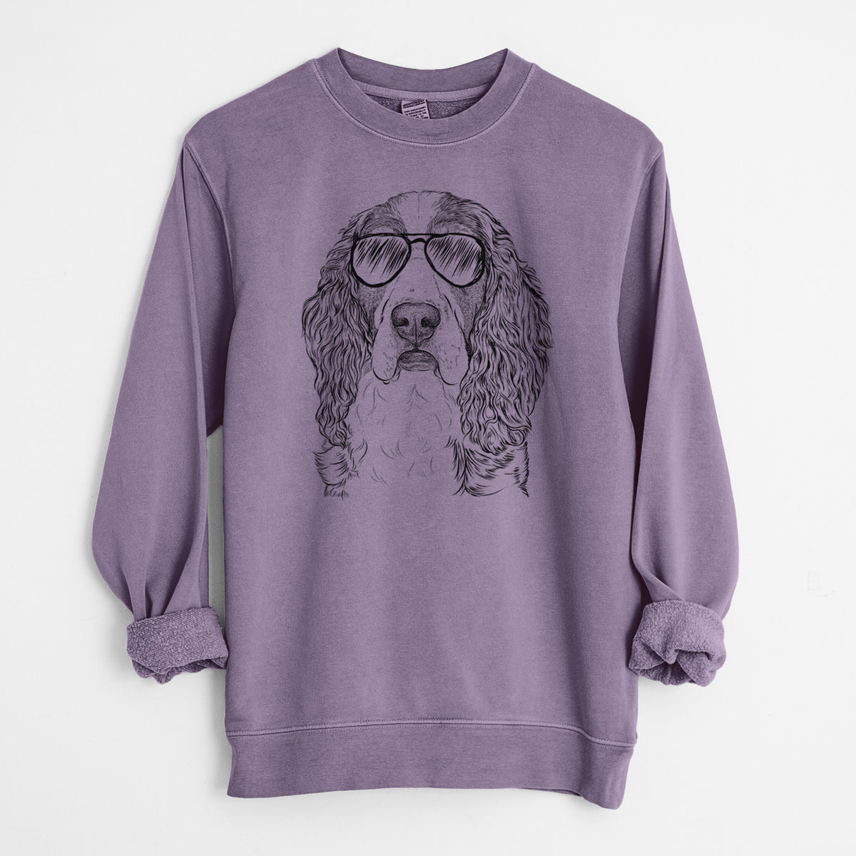 Aviator Red the English Springer Spaniel - Unisex Pigment Dyed Crew Sweatshirt