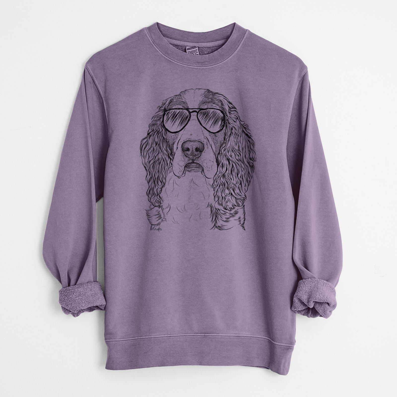 Aviator Red the English Springer Spaniel - Unisex Pigment Dyed Crew Sweatshirt