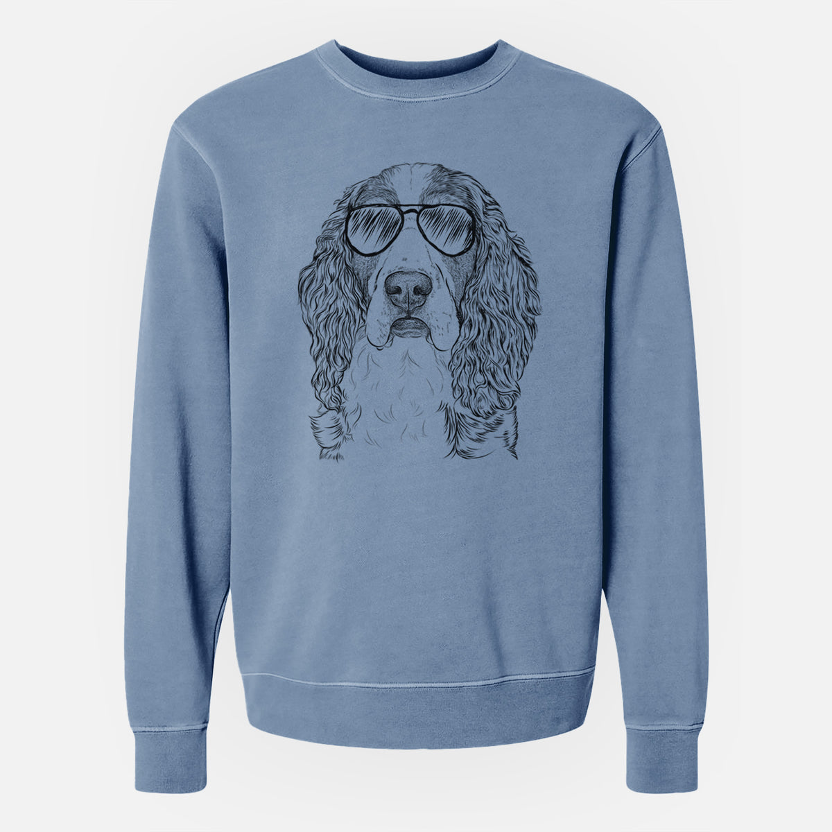 Aviator Red the English Springer Spaniel - Unisex Pigment Dyed Crew Sweatshirt