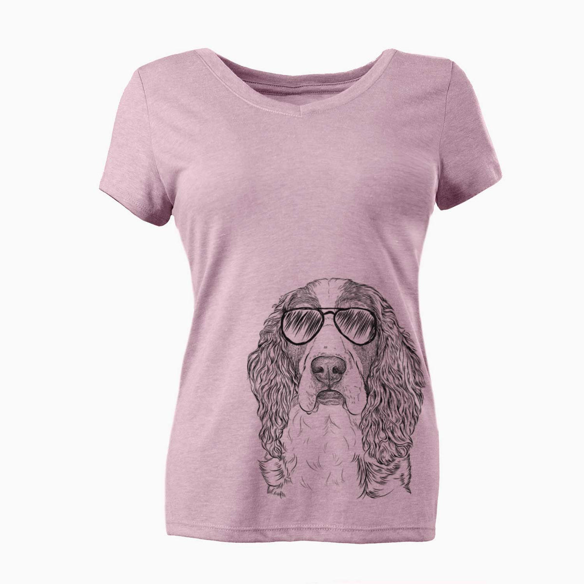 Aviator Red the English Springer Spaniel - Women's V-neck Shirt