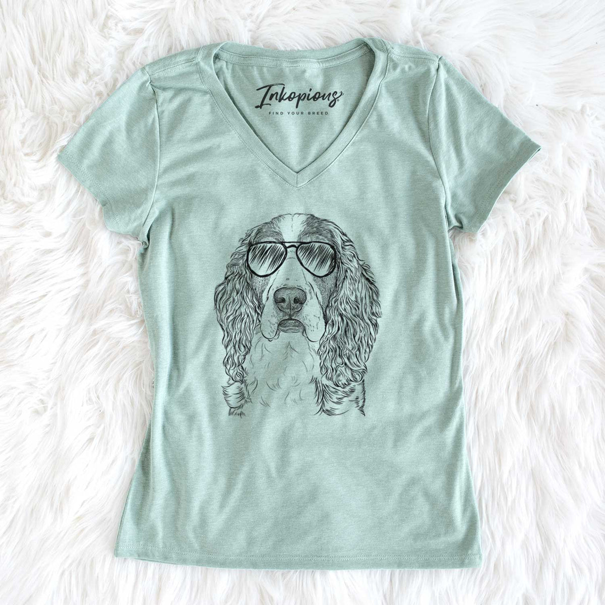 Aviator Red the English Springer Spaniel - Women's V-neck Shirt