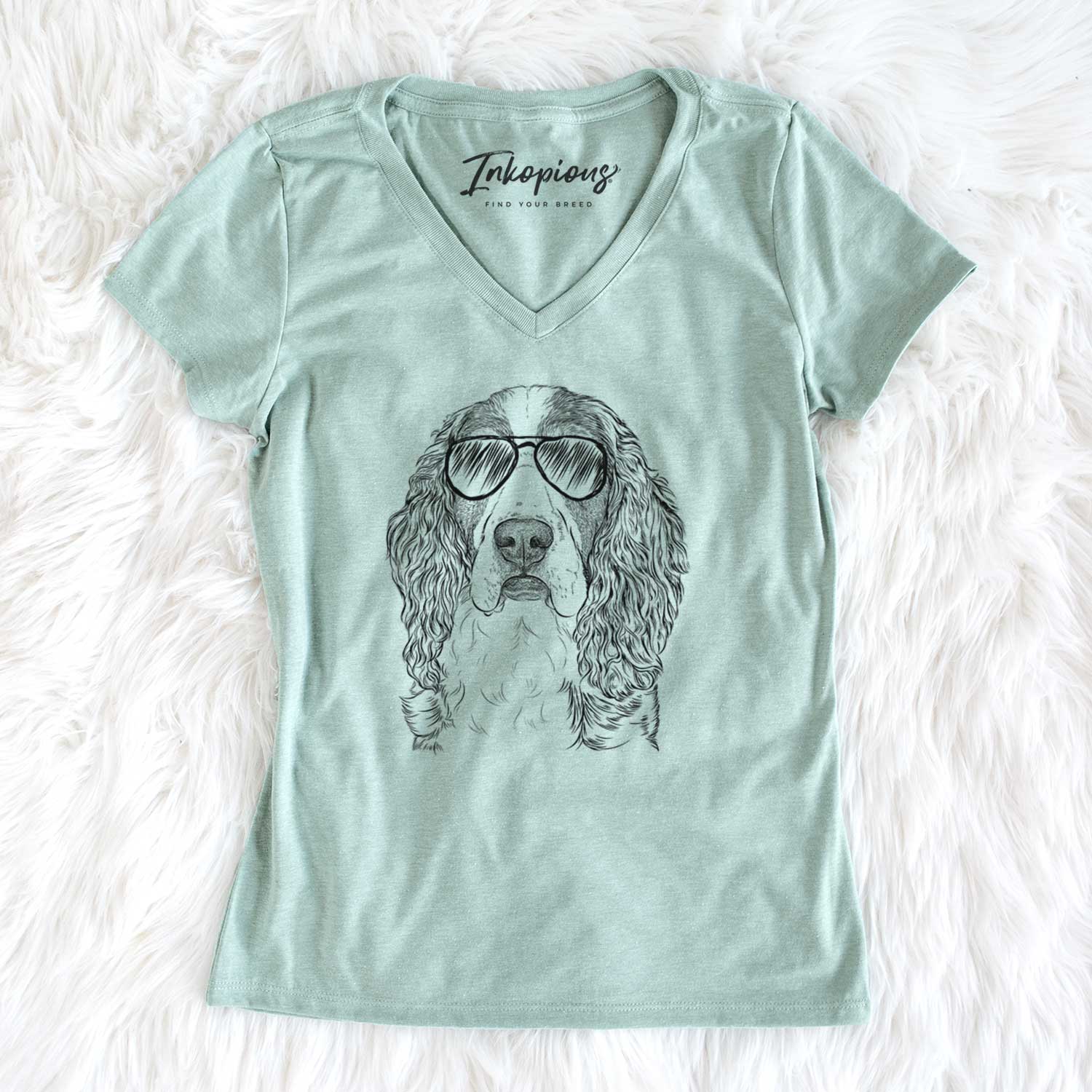 Aviator Red the English Springer Spaniel - Women's V-neck Shirt