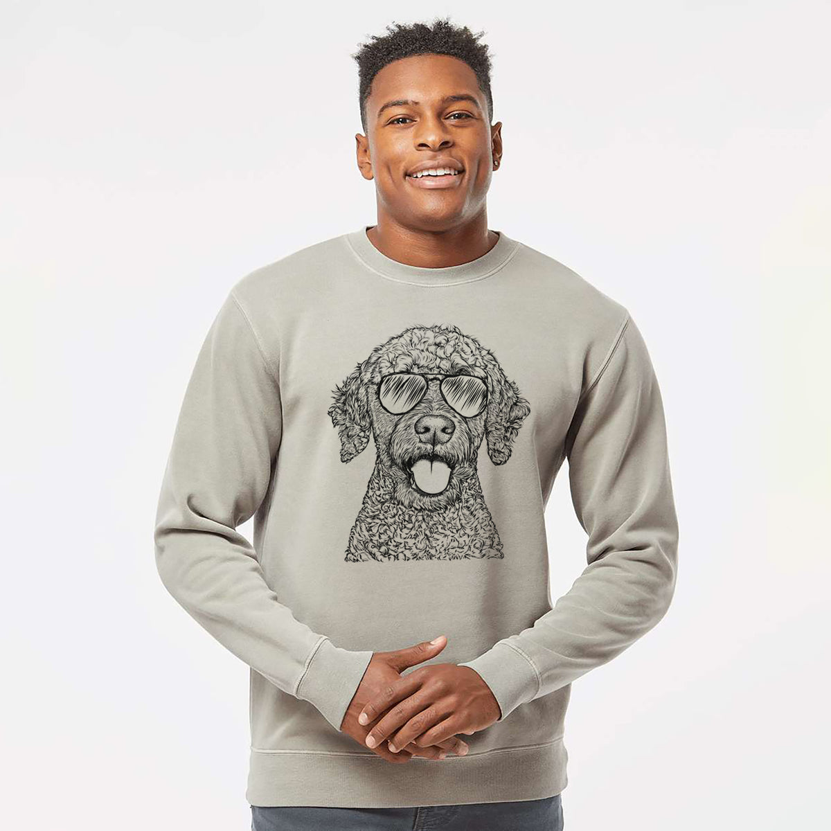 Aviator Reina the Spanish Water Dog - Unisex Pigment Dyed Crew Sweatshirt