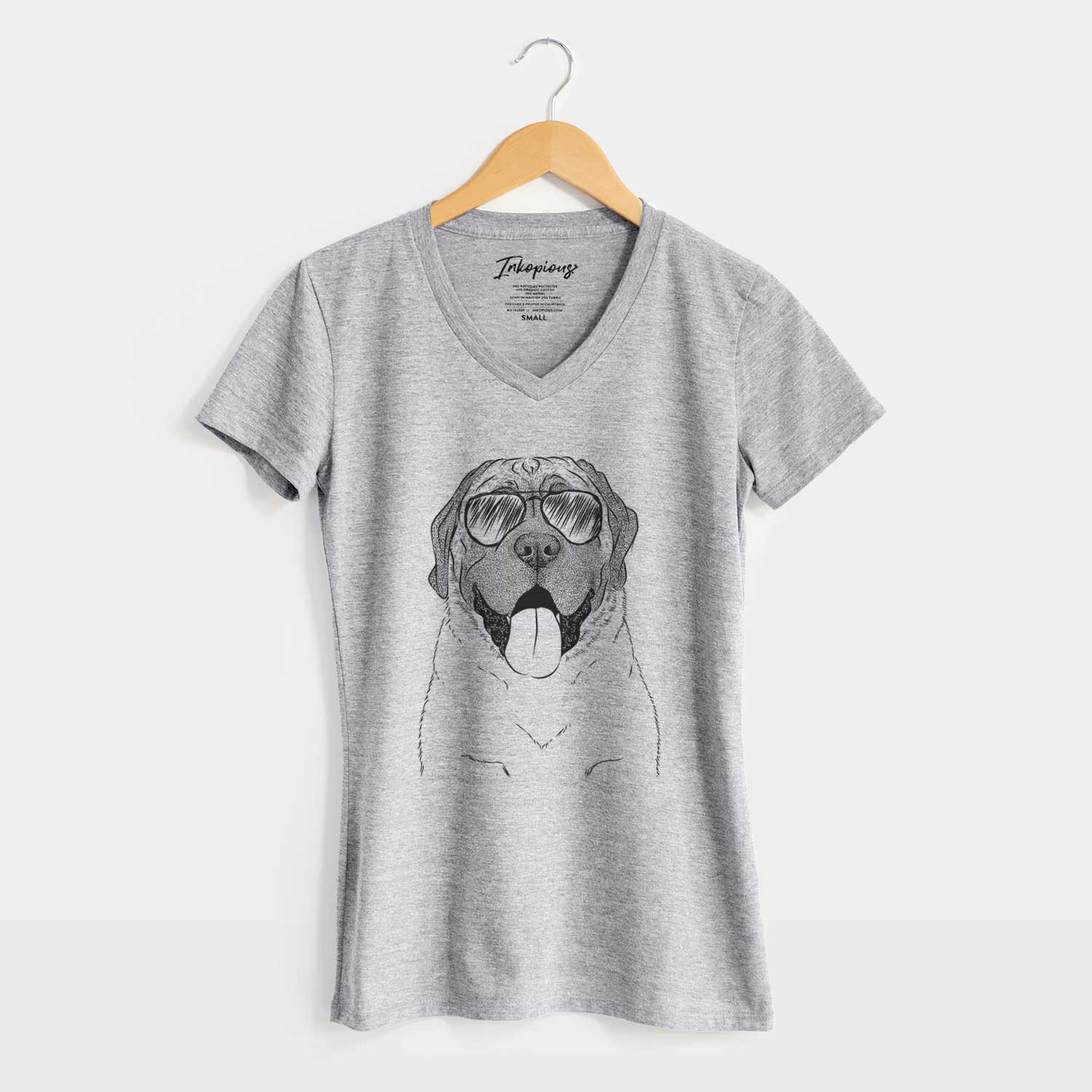Aviator Remmie the English Mastiff - Women's V-neck Shirt