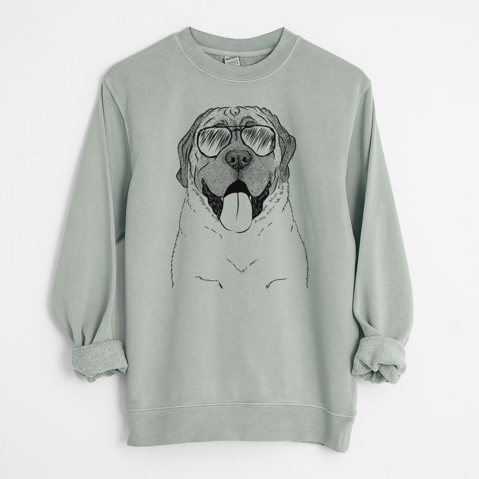 Aviator Remmie the English Mastiff - Unisex Pigment Dyed Crew Sweatshirt