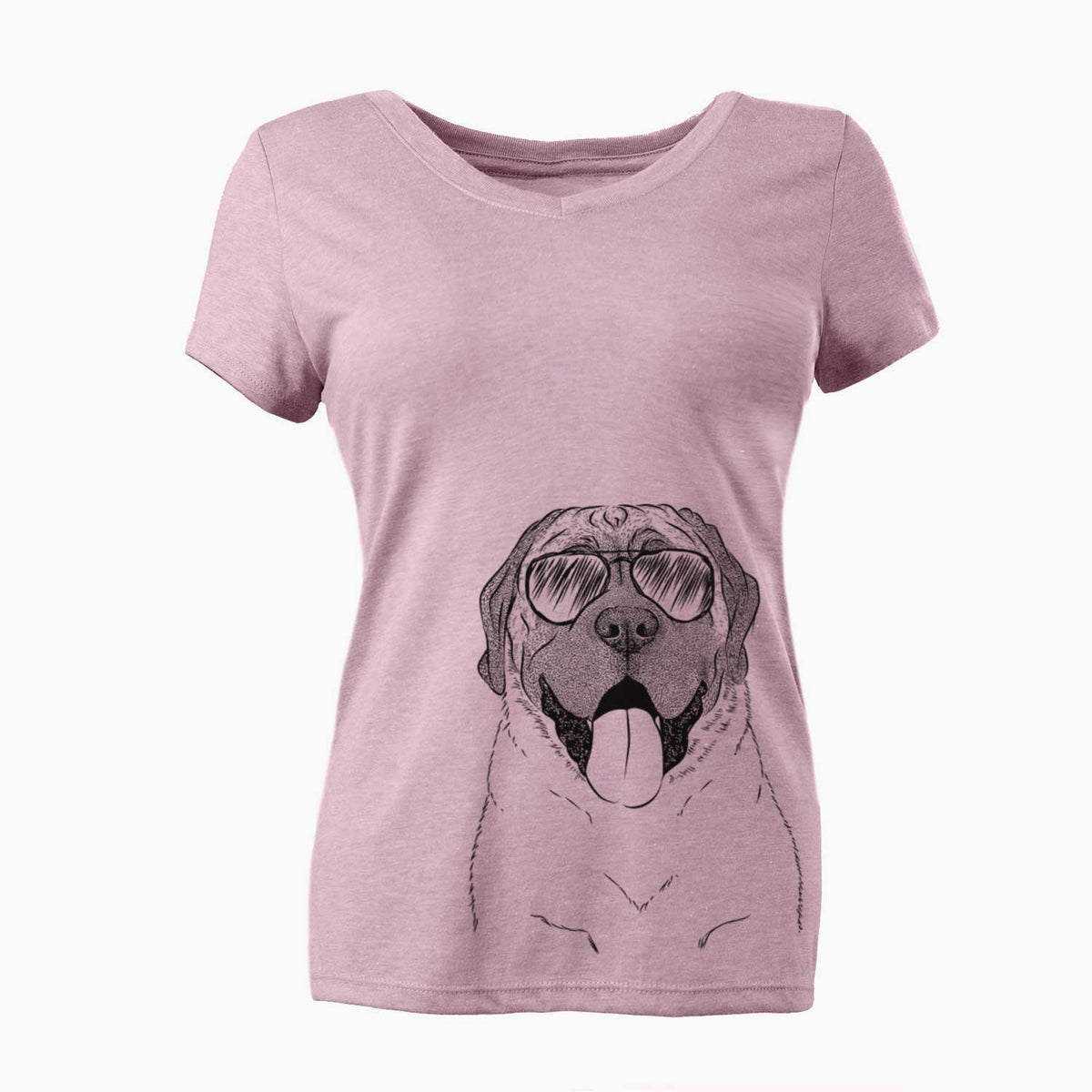 Aviator Remmie the English Mastiff - Women's V-neck Shirt