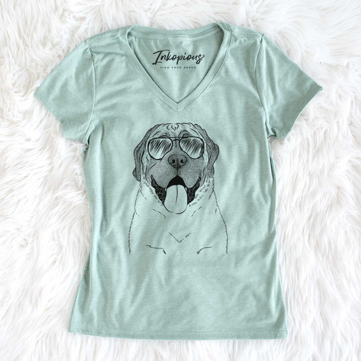 Aviator Remmie the English Mastiff - Women's V-neck Shirt