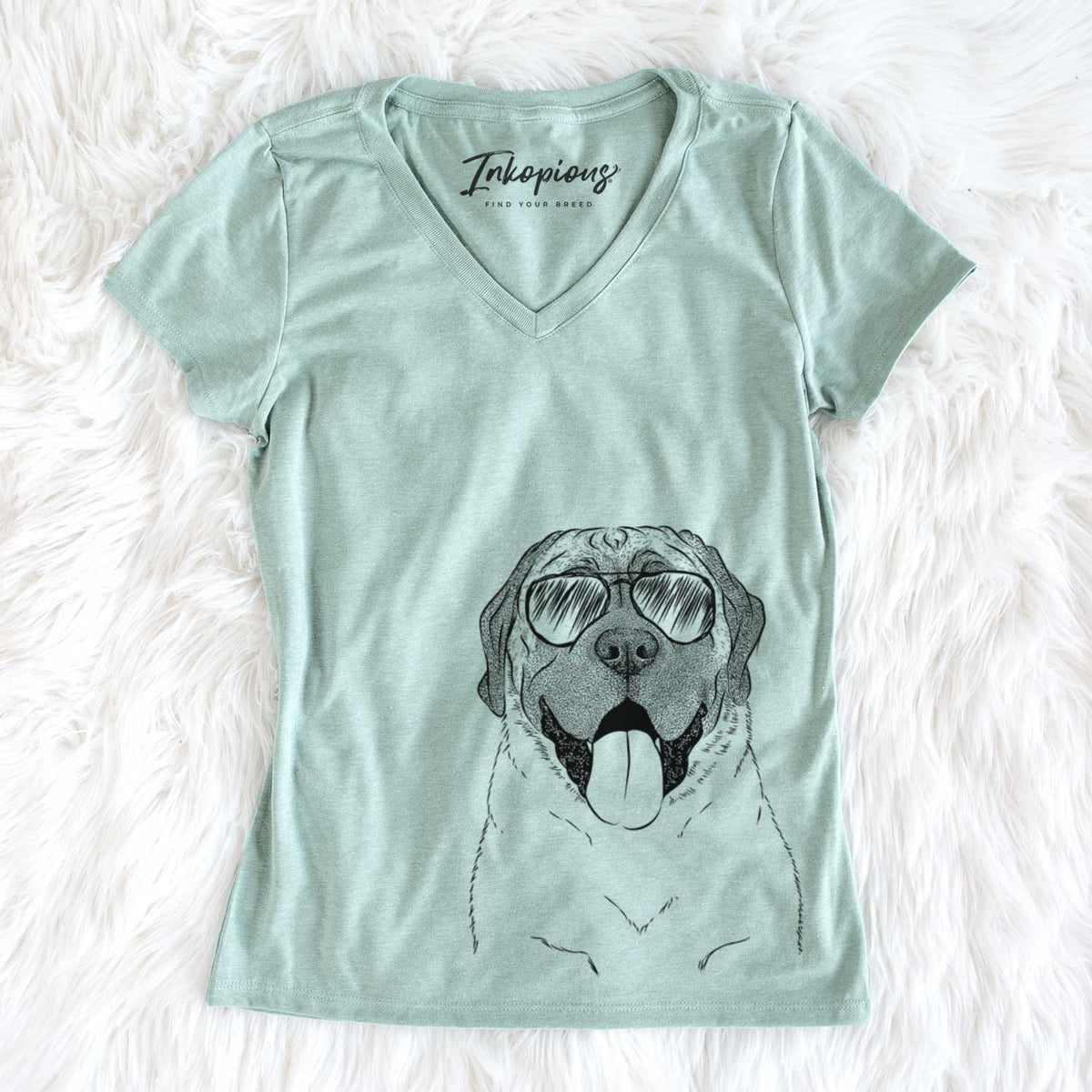 Aviator Remmie the English Mastiff - Women's V-neck Shirt