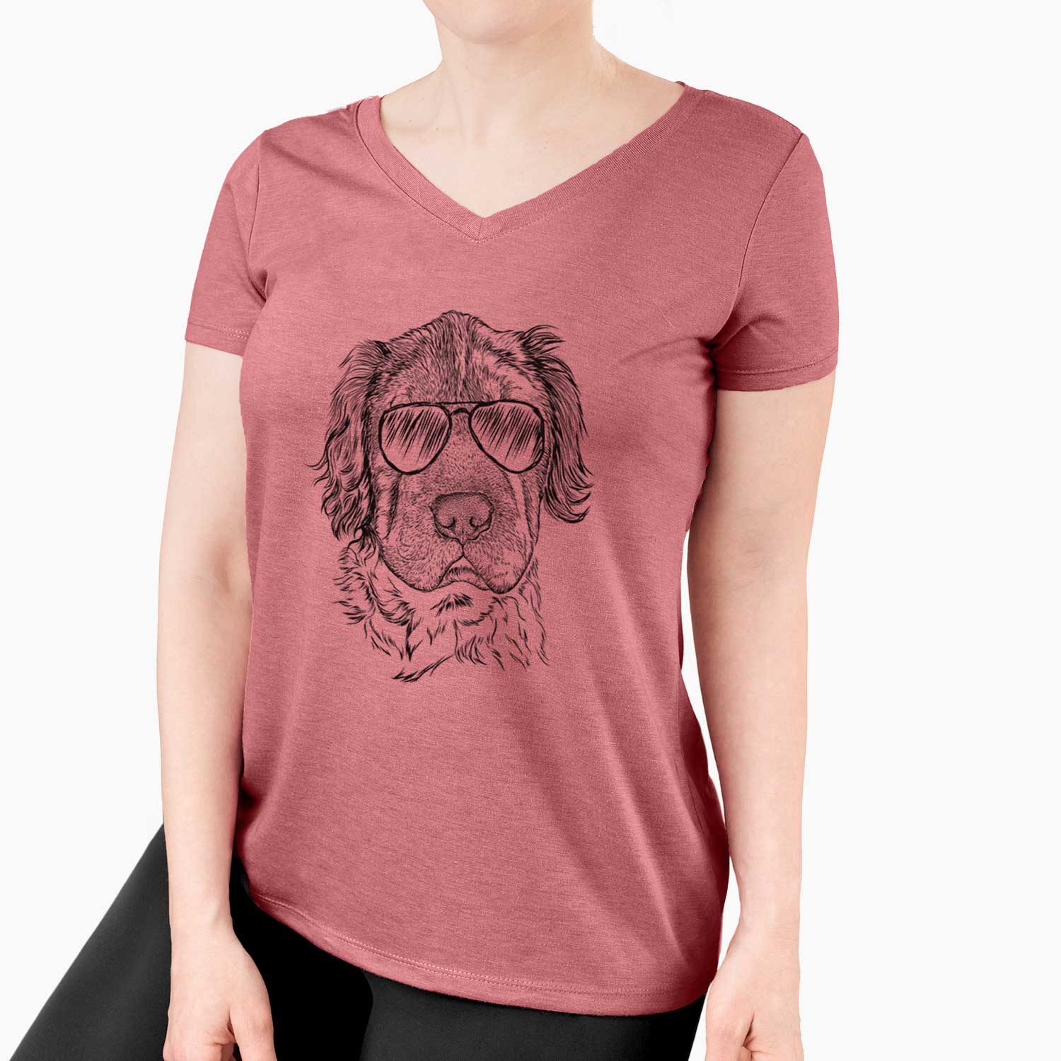 Aviator Rex the Mini Hippo - Women's V-neck Shirt