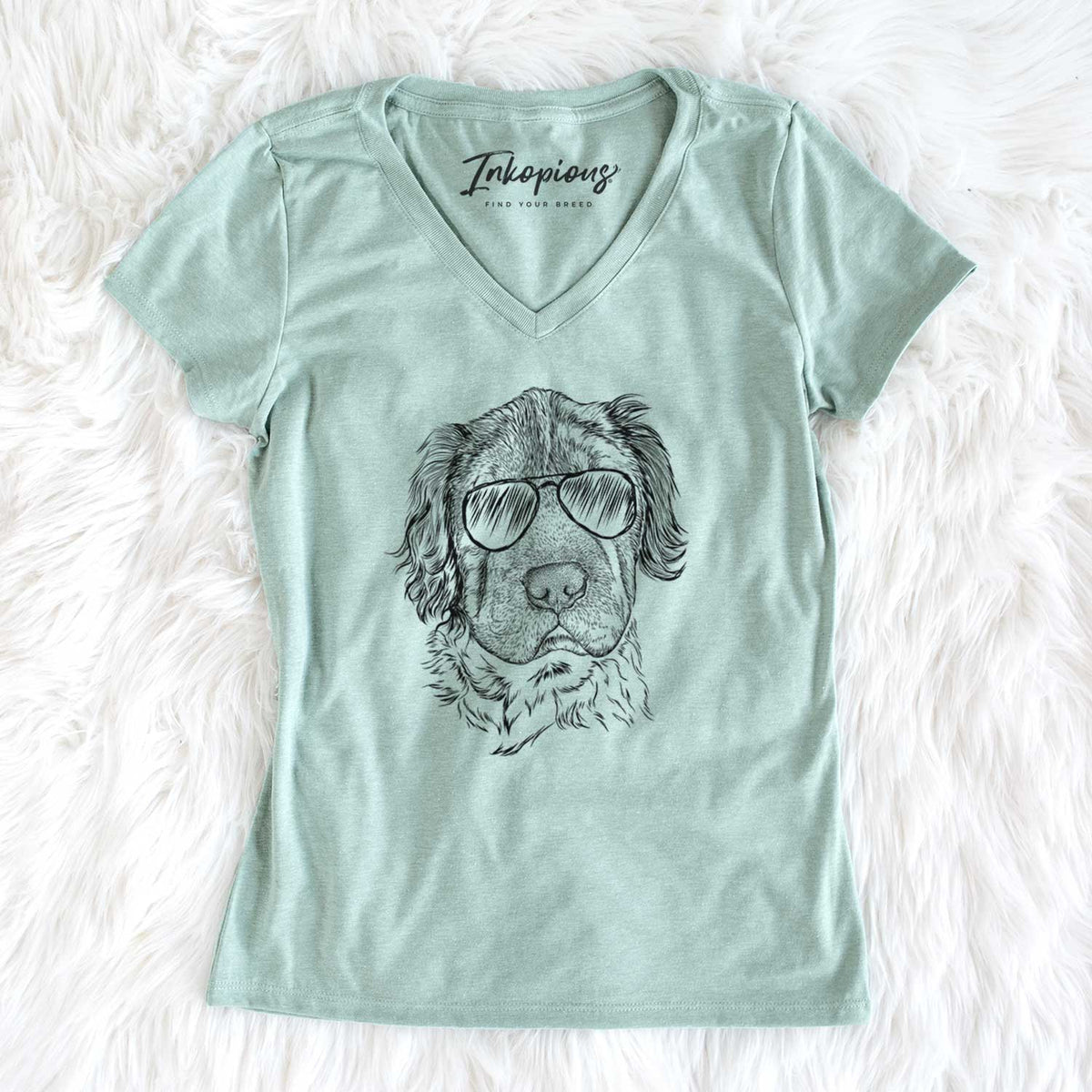 Aviator Rex the Mini Hippo - Women's V-neck Shirt