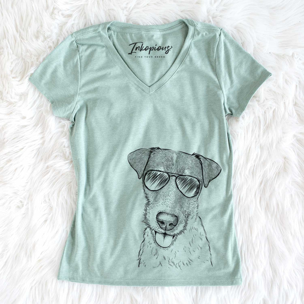 Aviator Rider the Parson Russell Terrier - Women's V-neck Shirt