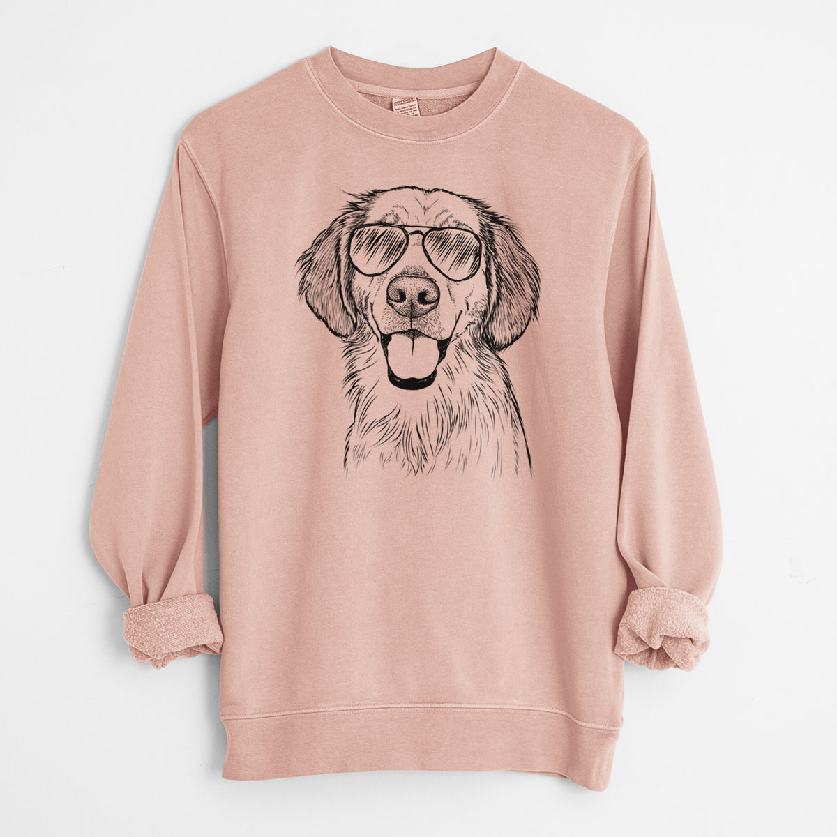 Aviator Riley the Golden Retriever - Unisex Pigment Dyed Crew Sweatshirt