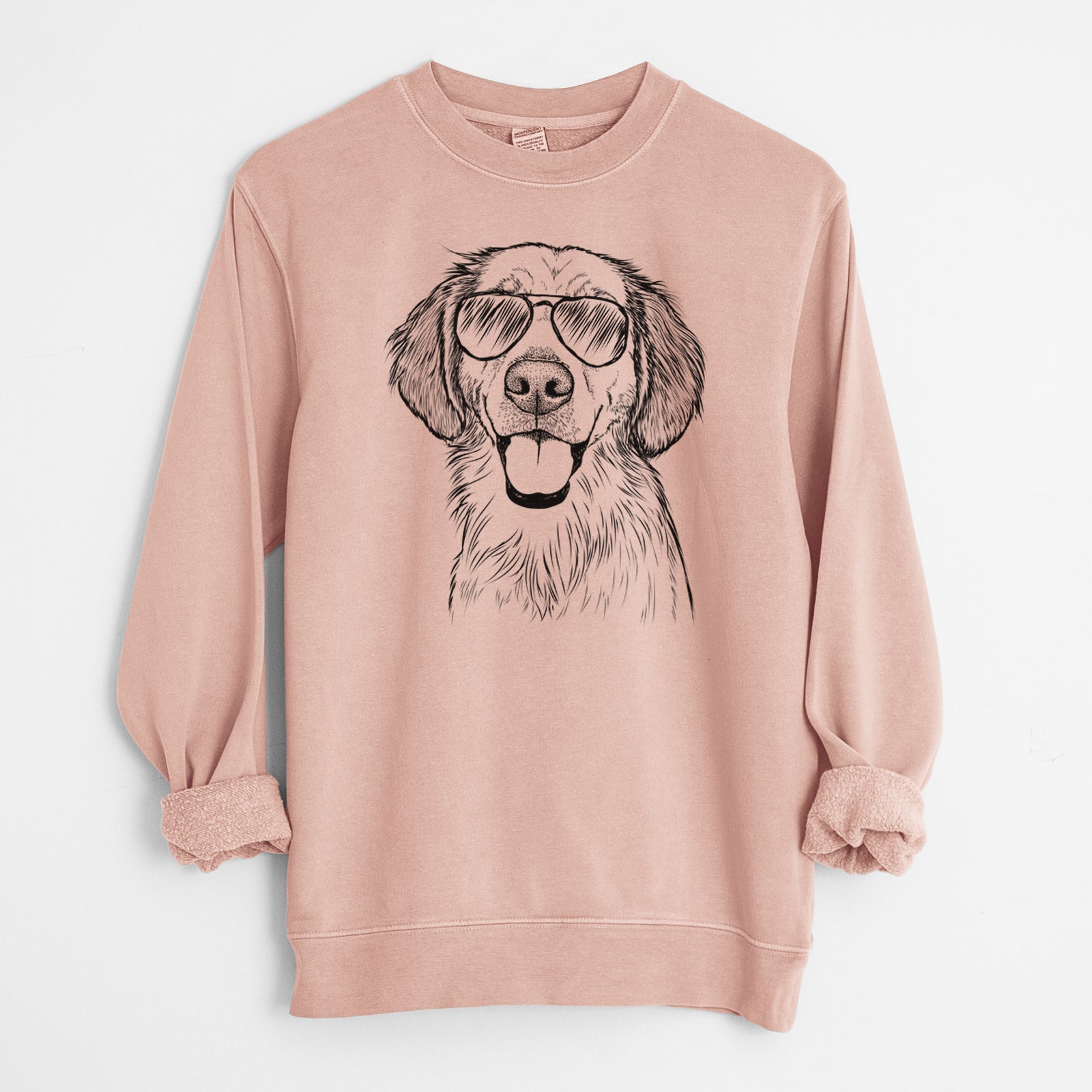 Aviator Riley the Golden Retriever - Unisex Pigment Dyed Crew Sweatshirt