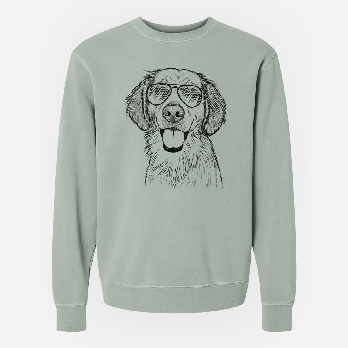 Aviator Riley the Golden Retriever - Unisex Pigment Dyed Crew Sweatshirt