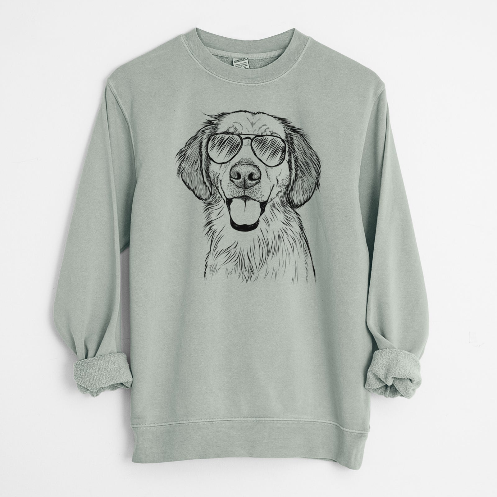 Aviator Riley the Golden Retriever - Unisex Pigment Dyed Crew Sweatshirt