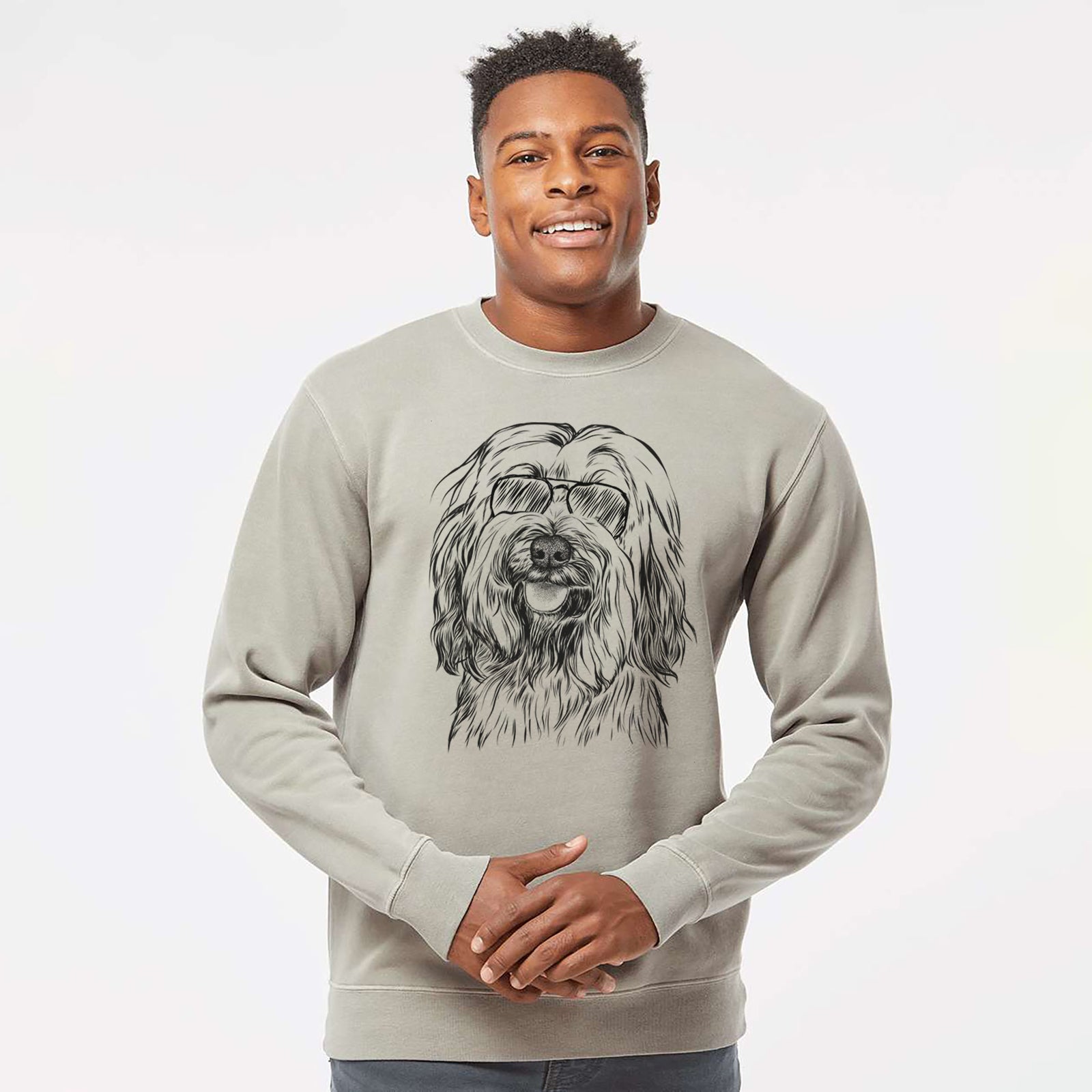 Aviator Rime the Tibetan Terrier - Unisex Pigment Dyed Crew Sweatshirt